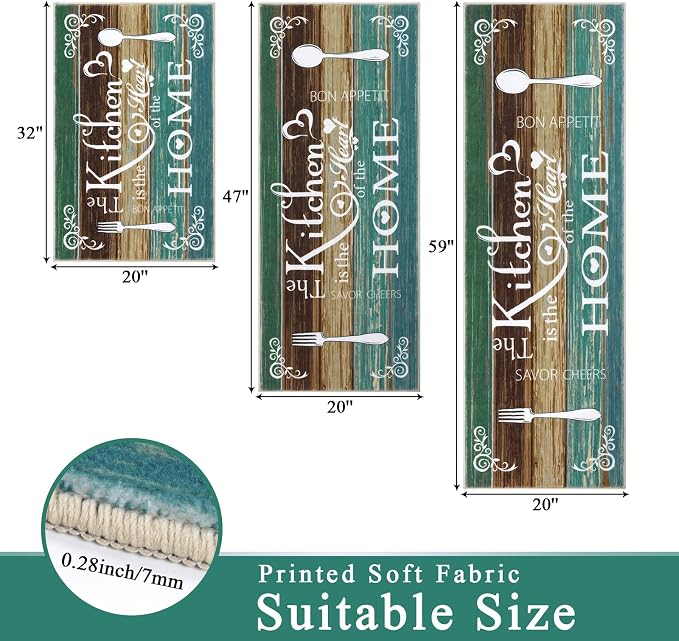 Vaukki Boho Kitchen Rug Sets 3 Pieces, Washable Kitchen Mats - Image 2