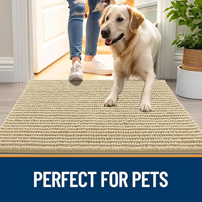 OLANLY Dog Door Mat for Muddy Paws 59x20, Ultra Absorbent Chenille Mud Doormat - Image 6