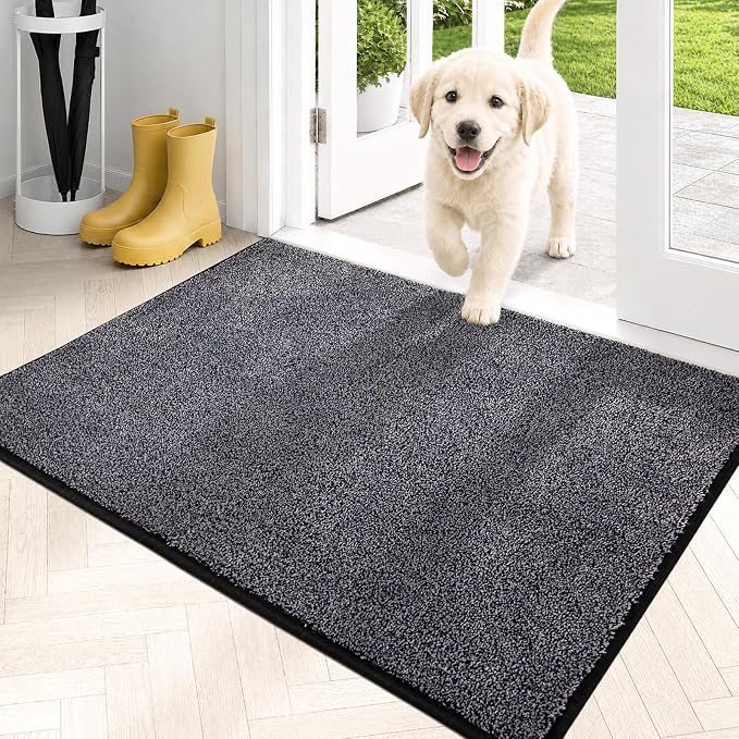 PURRUGS Dirt Trapping Door Mat 24" x 35.5", Non-Slip Machine Washable Entryway by PURRUGS