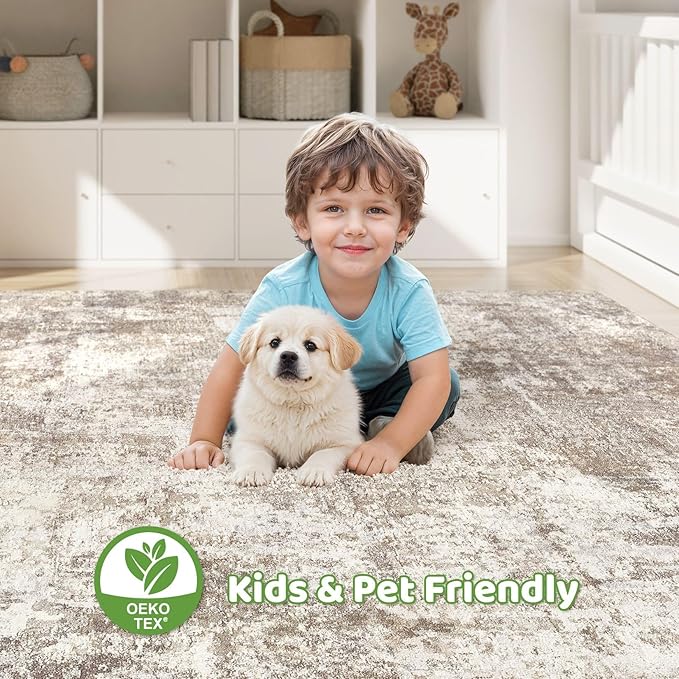 5x8 Area Rugs Living Room: Washable Large Abstract Soft Rug Stain Resistant - Image 7