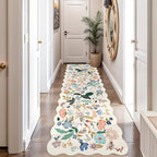 2x10 Washable Hallway Runner Rug: Long Floral Scalloped Soft Runners by HYHAOYUNLAI