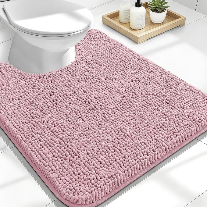 OLANLY Toilet Rugs U-Shaped 24x20, Extra Soft Absorbent Chenille Contour by OLANLY