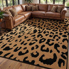 YIHOUSE 6×9 Ft Leopard Area Rugs, Washable High-Low Pile Plush Soft Rug by YIHOUSE