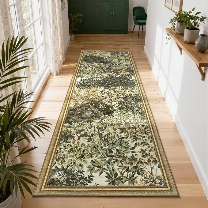 GarveeHome Forest Runner Rug, Botanical Low Pile Non Slip Stain Resistance - Image 2