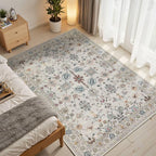 Rugxara Floral Rug for Entryway Bedroom, 3x5 Washable Area Rug, Vintage Boho - Image 2