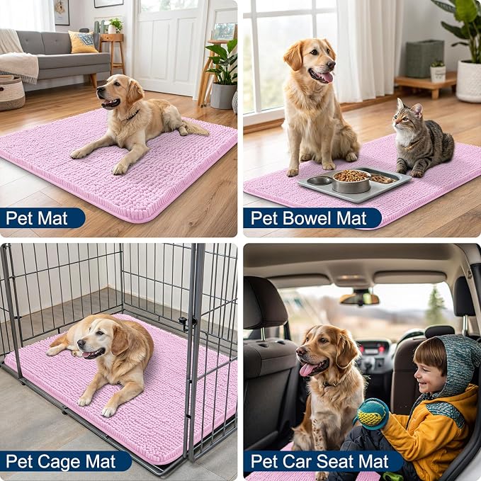 Smiry Dog Door Mat for Muddy Paws 47x24, Absorbent Dirt Trapper, Non-Slip - Image 6