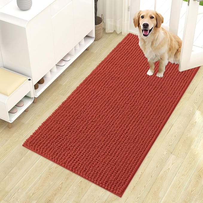 OLANLY Dog Door Mat for Muddy Paws 44x24, Ultra Absorbent Chenille Mud Doormat by OLANLY