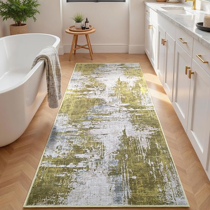 2x6 Sage Green Rug Runners for Hallways Kitchen Runner Rug Non Slip Washable - Image 3