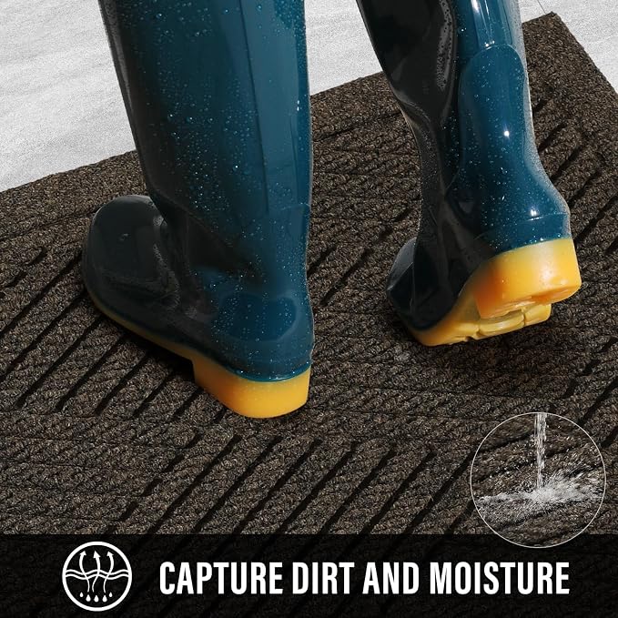 HIYARD Sturdy Front Door Mat, Absorbent Muddy Dirt Resist Welcome Door Mats - Image 2