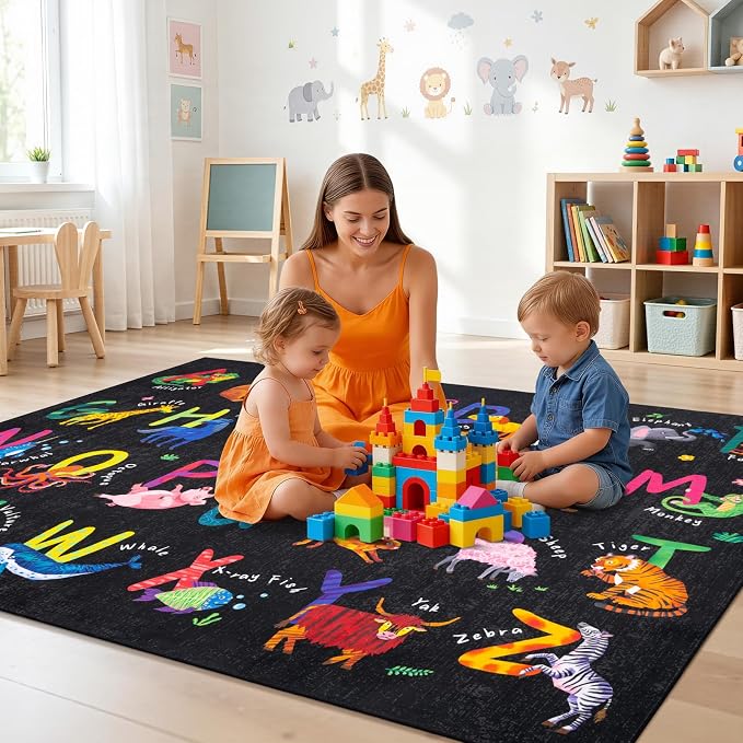 6x9 ABC Classroom Rug for Kids Playroom, Alphabet Rug - Image 7