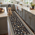 Floral Dog Hallway Runner Black Carpet Non-Slip, 2x10 Washable Rug Ultra-Thin by WelcometoBabovid