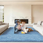 Area Rugs 9x12 Living Room, Large Fluffy Blue Rugs - Image 6