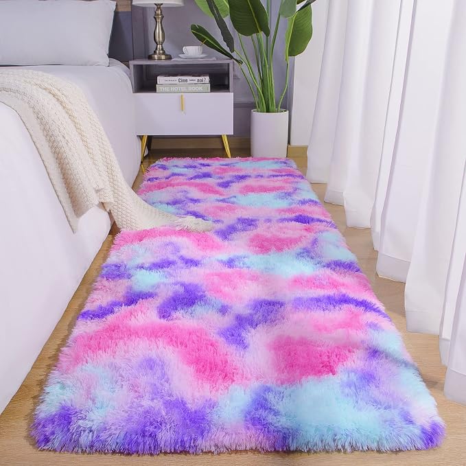 AROGAN Soft Rainbow Area Rugs for Girls Room 2x4 Feet, Fluffy Girls Bedroom Rugs by AROGANAREARUG