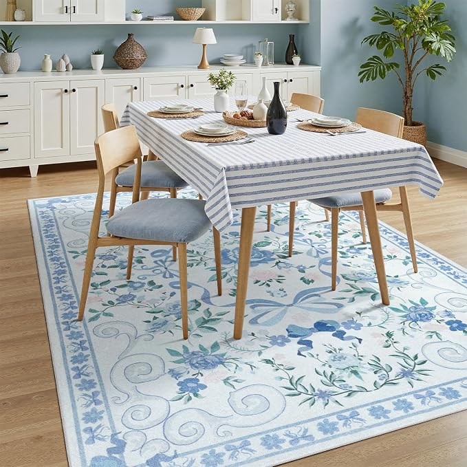 DCX Washable 4x6 Bow Rug, Cute Soft Low Pile Indoor Décor Carpet, Kid & Pet - Image 5