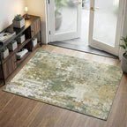 Entryway Rug 3x5 Green Door Mat Indoor Entrance 36x60, Washable Small Throw Rugs by Acapet