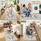 HEBE Washable Hallway Runner Rug 2'x 5' Non Slip Kitchen Rugs Runner, Low Pile - Image 6