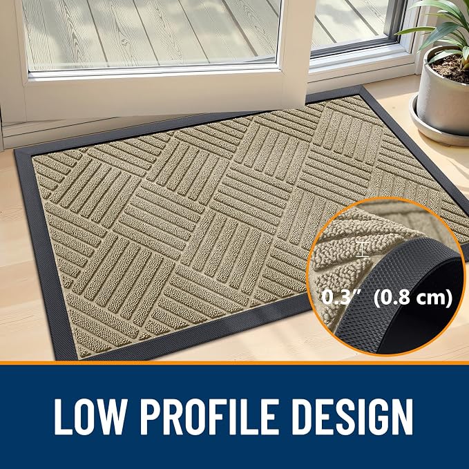 OLANLY Front Door Mat Outside Entrance 35x23, Heavy Duty Sturdy Natural Rubber - Image 4