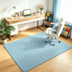 4x6 Blue Washable Area Rug for Bedroom, Leaf Geometric Patter Shag Non-Slip - Image 5