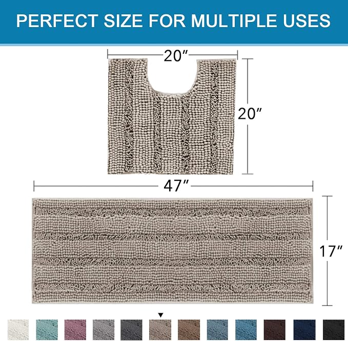 H.VERSAILTEX Bathroom Rugs Bath Rug Set 2 Piece Bathroom Contour Rug Toilet Mat - Image 2