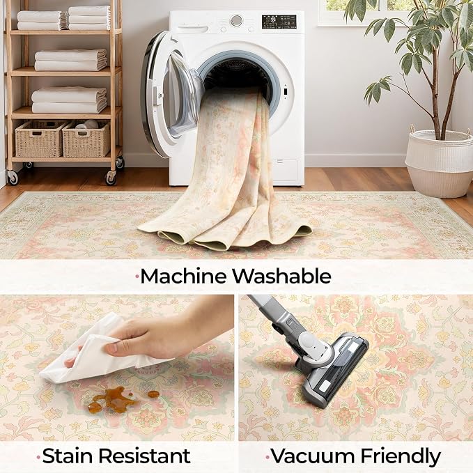 CAPALOCA Machine Washable Rugs Nursery Rug 2x3 Cute Girl Non Slip Low Pile - Image 4