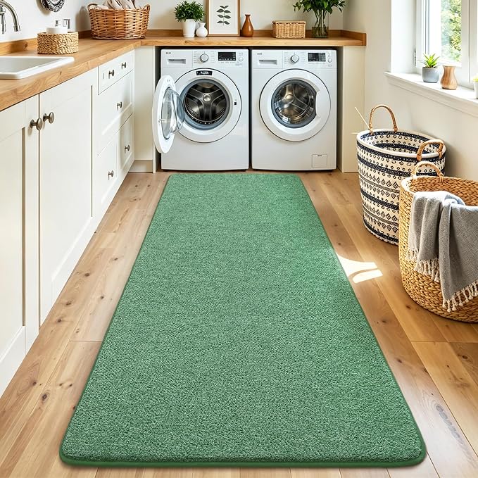 Keeko Soft Hallway Runner Rug, 2x6 Green Entryway Runner Rugs - Image 4