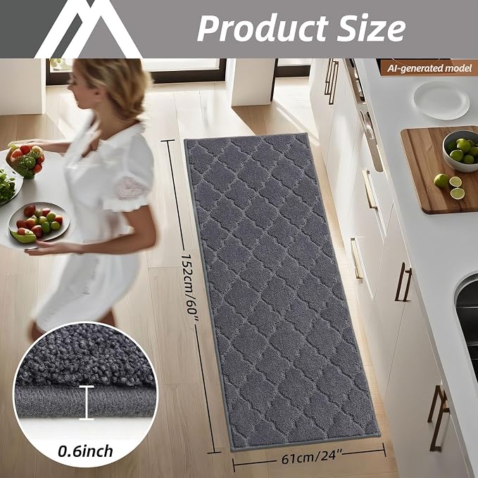 COSY HOMEER-Kitchen-Rugs-Non-Slip-Washable 24"x60" Absorbent Kitchen Runner Rug - Image 2