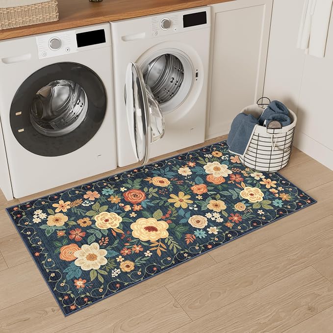 DUKINO 2x4 Rug for Entryway, Washable Kitchen Floral Runner Rug - Image 6