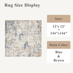 12x12ft Square Living Room Rug – Non-Slip Washable Extra Large Floor Carpet - Image 2