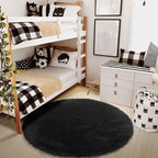 Black Round Rug 7Ft for Bedroom Aesthetic, Fluffy Plush Circle Area Rugs for - Image 7
