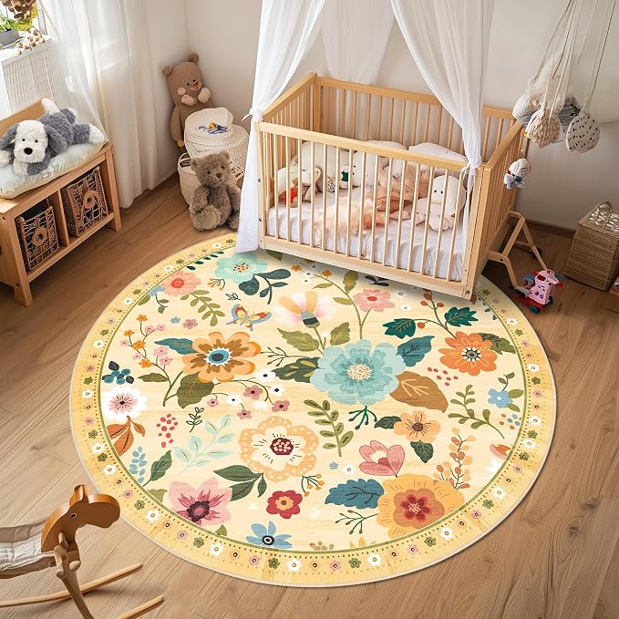RELEANY Floral 4ft Area Rugs Washable Print Boho Cute Carpet Non Slip Flower - Image 8