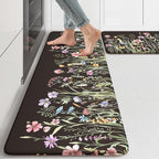 KIMODE Anti Fatigue Mats for Kitchen Floor 17"x47"+17"x29", Farmhouse Floral by StayinComfortCookwithJoy