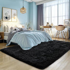 KCHOWUA Thick Area Rug Black Fluffy Shag 5x8 - Image 8