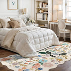 Washable 4x8 Wide Runner Rug: Hallway Entryway Non Slip Scalloped Floral Rug - Image 3