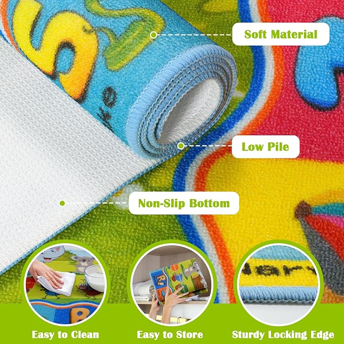 STARUIA ABC Rug for Kids Playroom, Non-Slip Educational Classroom Rug for - Image 5