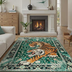 DCX Washable 9x12 Tiger Area Rug, Soft Low Pile Carpet, Kid & Pet Friendly - Image 6