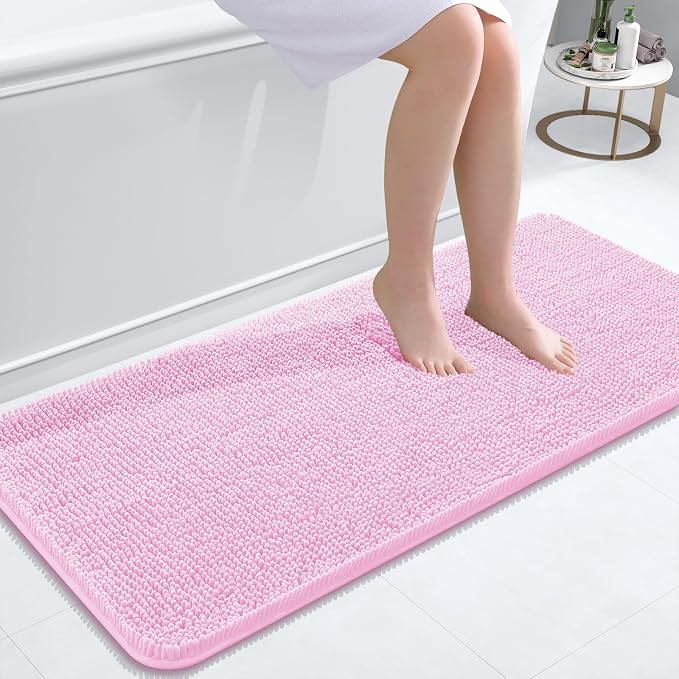 OLANLY Bathroom Runner Rugs 47x20, Extra Soft Absorbent Chenille Bath Rugs by OLANLY
