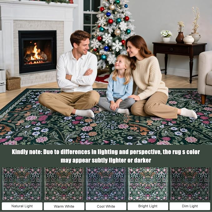 Area Rug Living Room Rugs: Floral 3x5 Washable Rug Vintage Soft Boho Non-Slip - Image 9