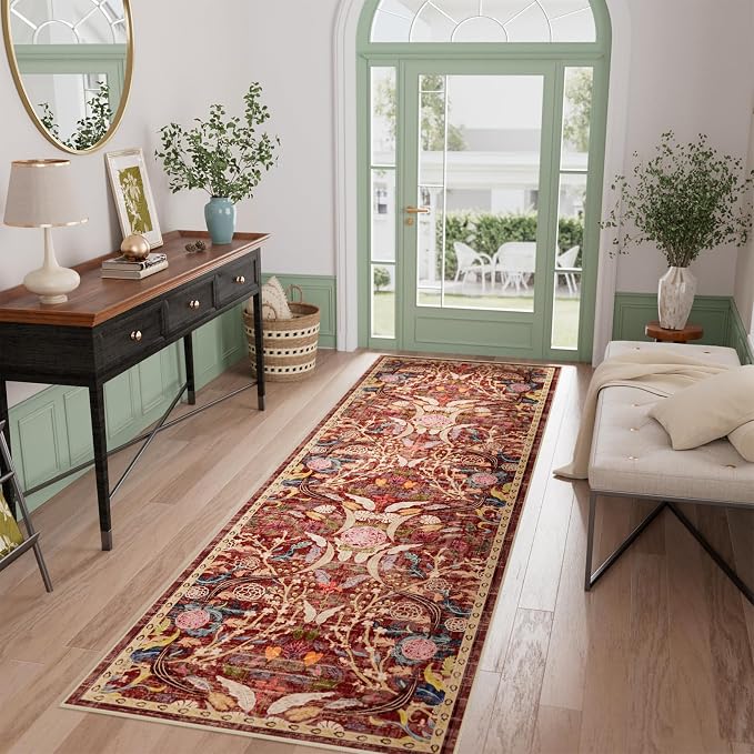AMTOVO 2.7x8 Runner Rug for Hallway, Washable Non-Slip Long Kitchen Carpet by AMTOVO