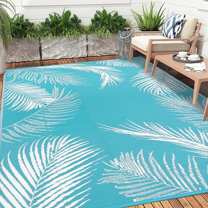 Pauwer Waterproof Outdoor Rug 5x8, Reversible Plastic Straw Patio Camping Rug - Image 7