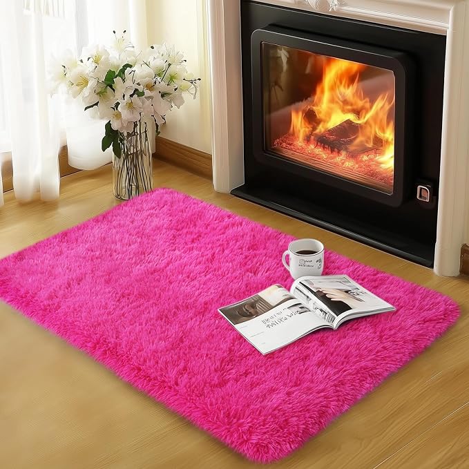qulint 2x3 Rug for Bedroom, Cozy Fluffy Area Rugs for Living Room Soft Shag Hot - Image 2