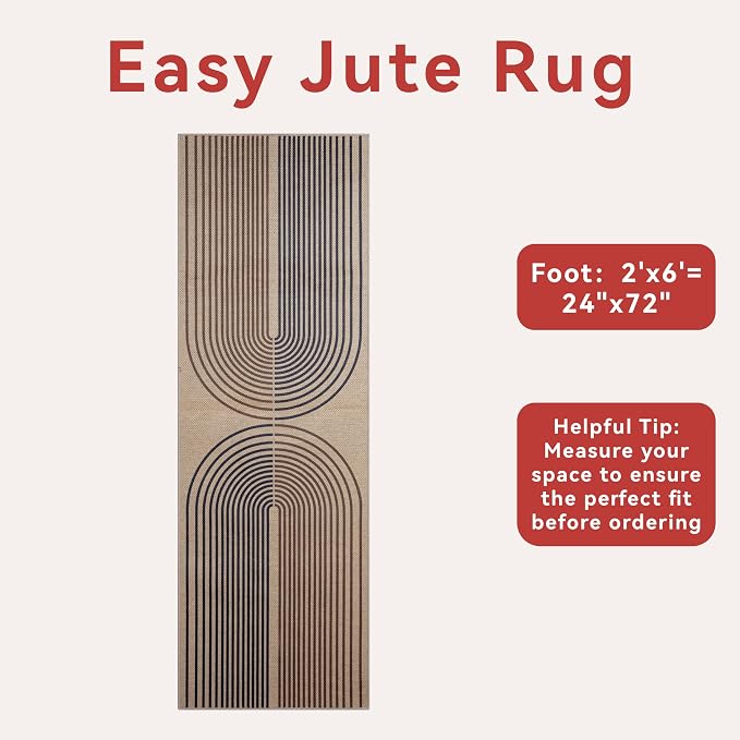 Tangsoo Rainbow Easy Jute Rug 2x6 Washable Runner - Image 3