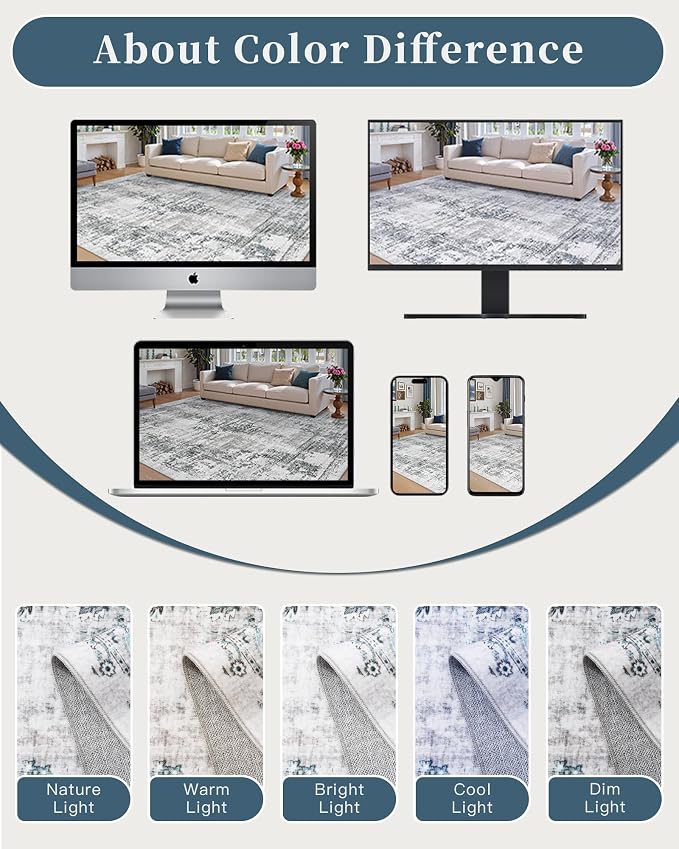 Madane 6x9 Area Rugs for Living Room, Machine Washable Vintage Rug - Image 7