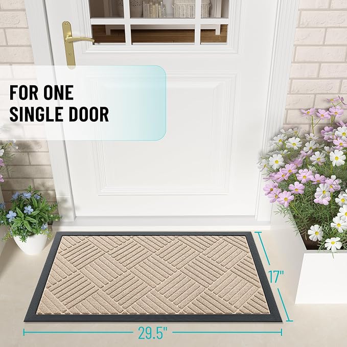 OLANLY Front Door Mat Outside Entrance 29.5x17, Heavy Duty Sturdy Natural - Image 2