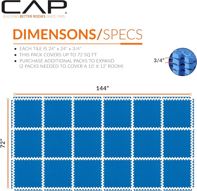 CAP Puzzle Exercise Mats | 3/4” Thick EVA Interlocking Foam Tiles - Image 4