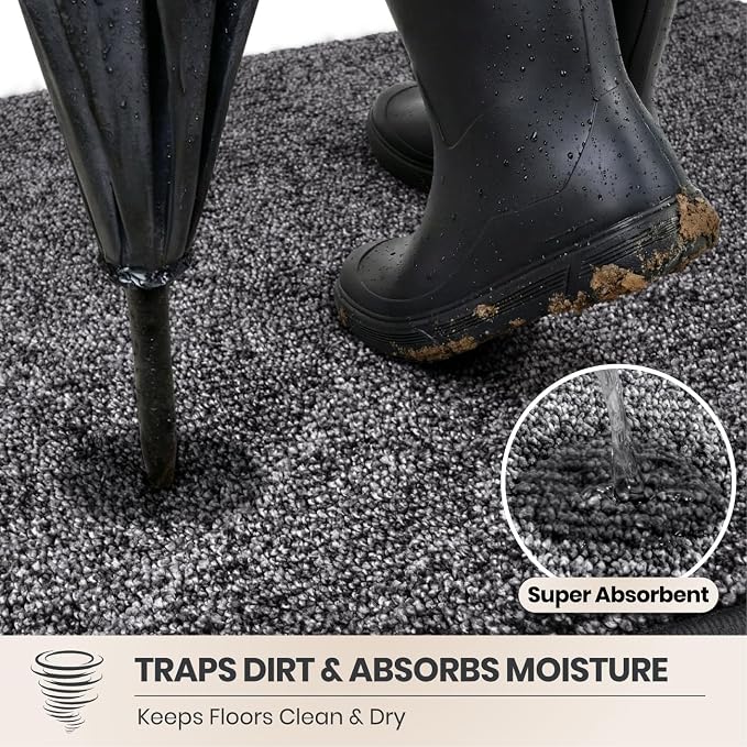 PURRUGS Dirt Trapping Door Mat 24" x 59", Non-Slip Machine Washable Entry Rug - Image 2