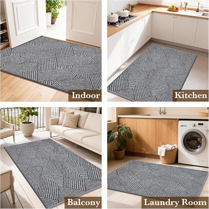 Indoor Door Mat 30"x47" Large, Low-Profile Welcome Front Door Mat Indoor - Image 8