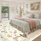 Soalmost Cat 8x10 Area Rugs for Living Room, Machine Washable Animal Floral - Image 4