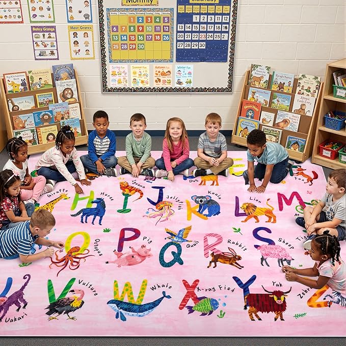 6x9 ABC Classroom Rug for Kids Playroom, Alphabet Rug by Unknown