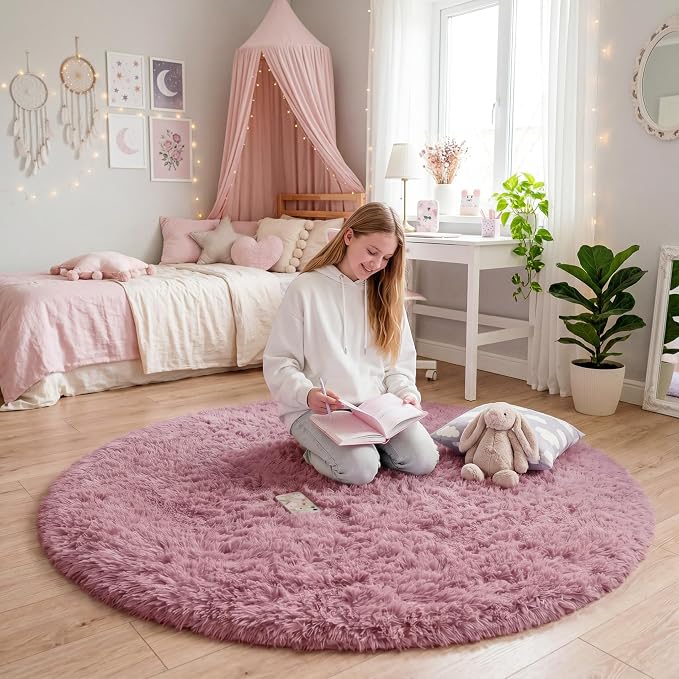 Amdrebio Blush Pink Round Circle Rug 4Ft - Image 2
