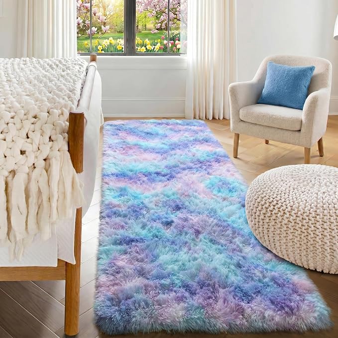 ONASAR Rainbow Runner Rugs for Bedroom Living Room, Fluffy 2x6 Bedside Hallway by ONASAR